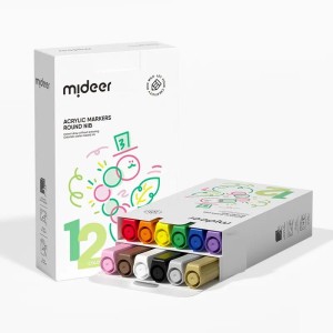 Markery akrylowe z okrągłą końcówką 12 kolorów 3 lata+ mideer MD1256