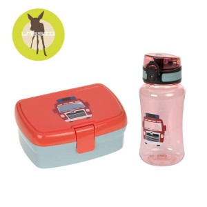 Zestaw na lunch Lunchbox + Tritanowa butelka - bidon 460 ml Tiny Drivers Wóz strażacki Lassig 12100576440