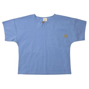 Koszulka 064-25 T-SHIRT WH BUTTON- BLUE ( 100% COTTON )
