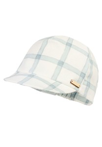 Czapka z daszkiem RAMSEY len organic kratka turkusowa Jamiks JLH128