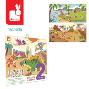 Multizestaw kreatywny 2-latka My arts & crafts Grube naklejki wielorazowe Dinozaury 2 lata+ Janod J09158
