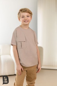T-Shirt z kieszonką BEŻOWY