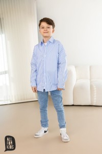 Spodnie jeansowe z dzianiny NIEBIESKIE