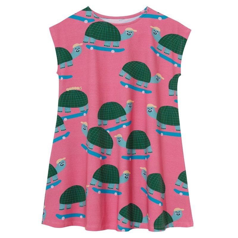 Sukienka dziecięca KUKUKID PINK TURTLES – widok z przodu