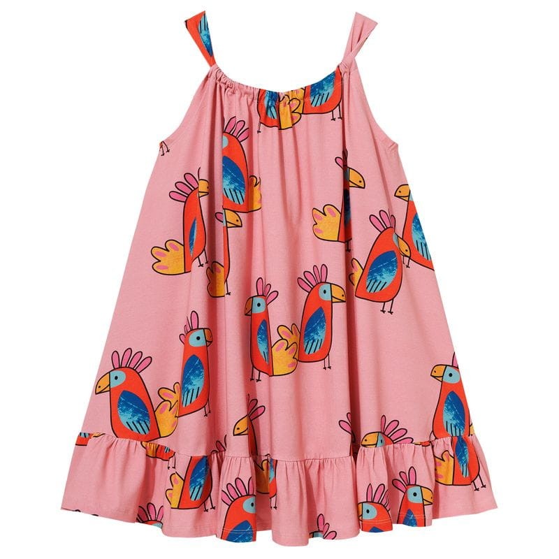 Sukienka dziecięca KUKUKID PINK PARROTS – widok z przodu