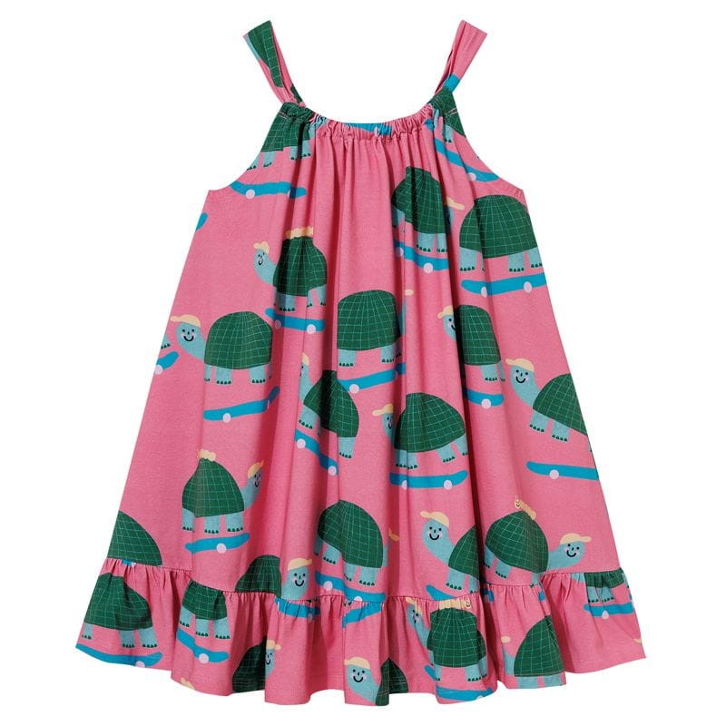 Sukienka dziecięca KUKUKID PINK TURTLES – widok z przodu