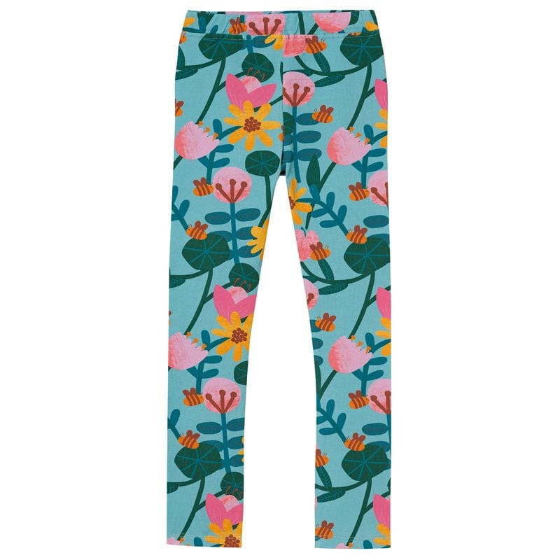 Legginsy KUKUKID GREEN FLOWERS – widok z przodu