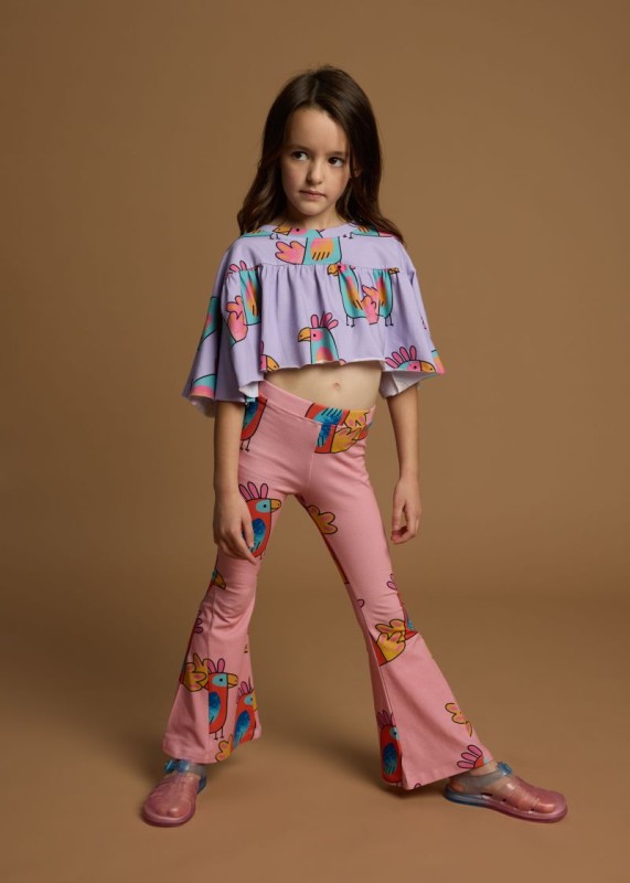 Spodnie dzwony z papugami PINK PARROTS – KUKUKID