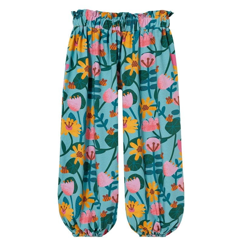 Spodnie Harem Pants KUKUKID GREEN FLOWERS – widok z przodu