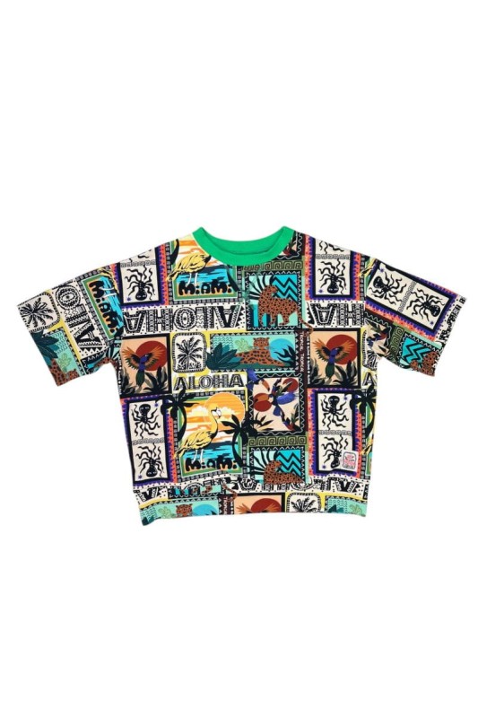 T-Shirt City PATCHWORK dla dzieci – patchworkowy wzór z miejskimi motywami