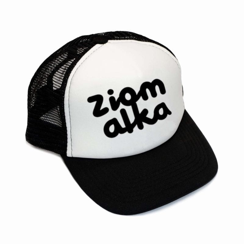 Czapka z daszkiem ZIOMALKA biało-czarna dla dzieci – widok z przodu