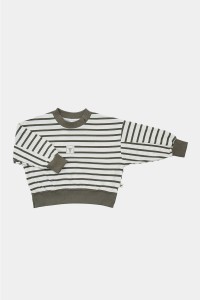 Bluza 115 STRIPED SWEATSHIRT ecru/khaki
