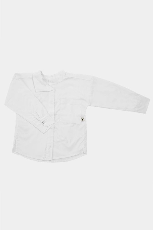 Koszula dziecięca biała z logo – WHITE BISON SHIRT booso