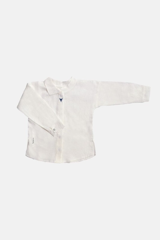 Koszula dziecięca z lnu w kolorze ecru – LINEN SHIRT booso