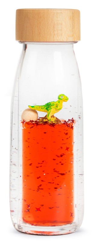 Butelka sensoryczna MOVE T-Rex Petit Boum z dwufazowym płynem i figurką dinozaura