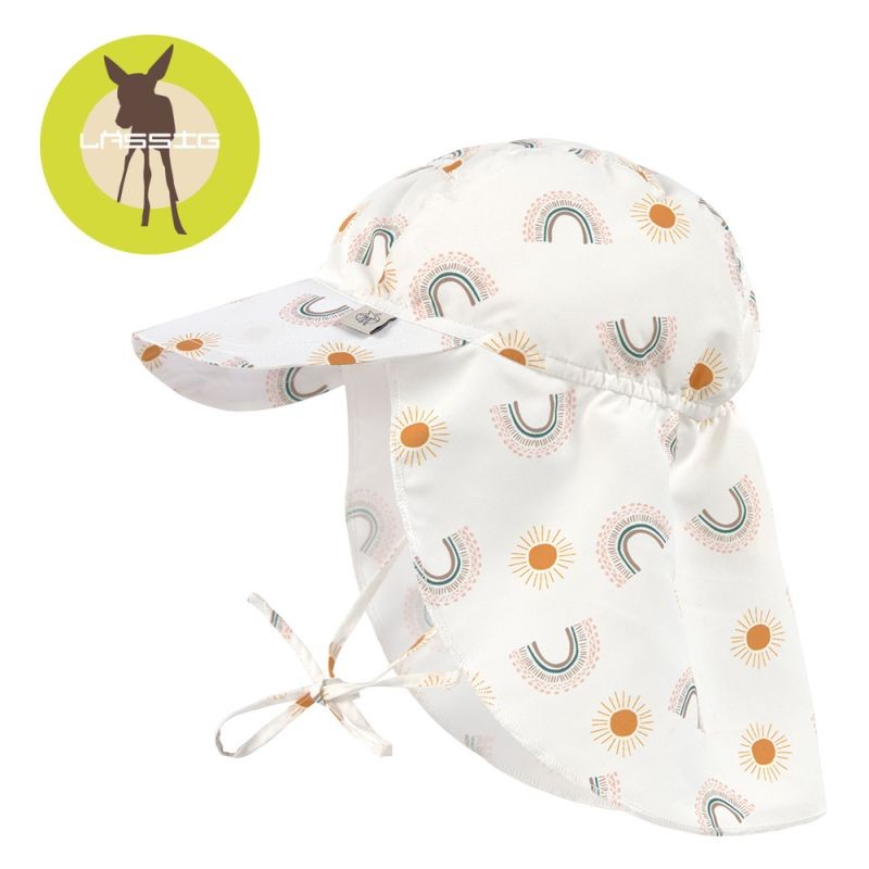 Czapka przeciwsłoneczna Lassig Tęcza Nature z daszkiem i ochroną karku