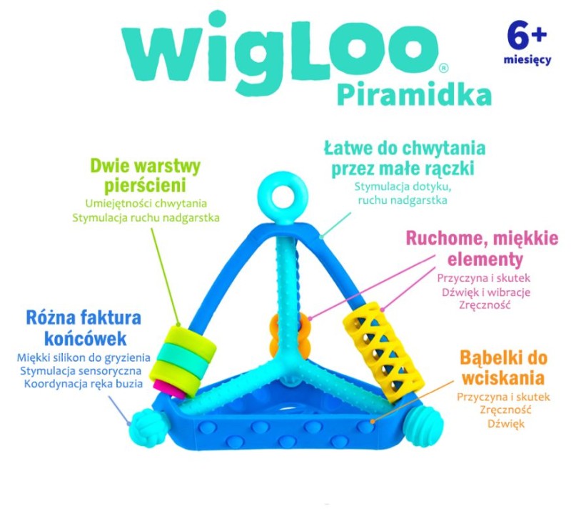 Kolorowa piramidka do gryzienia i wciskania dla niemowląt