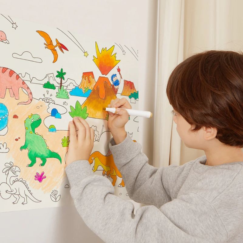 Samoprzylepna kolorowanka z dinozaurami dla dzieci Mideer MD3303