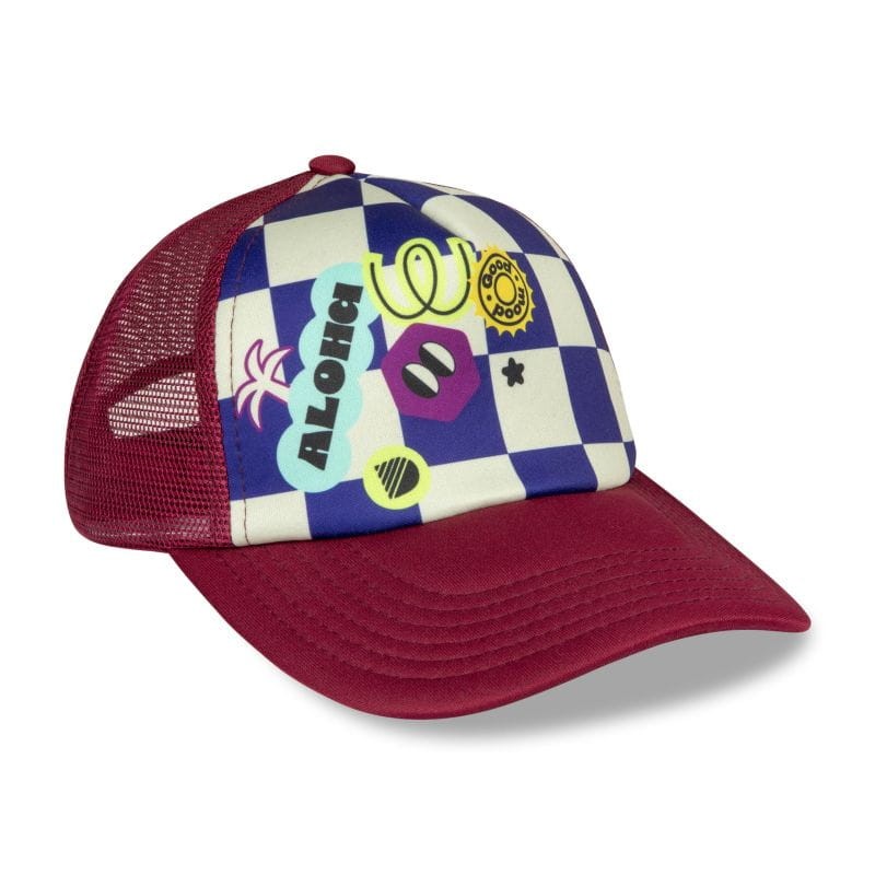 Autorska grafika na czapce dziecięcej Chessboard Small Kids Cap DASHKI – artystyczny design polskich ilustratorów