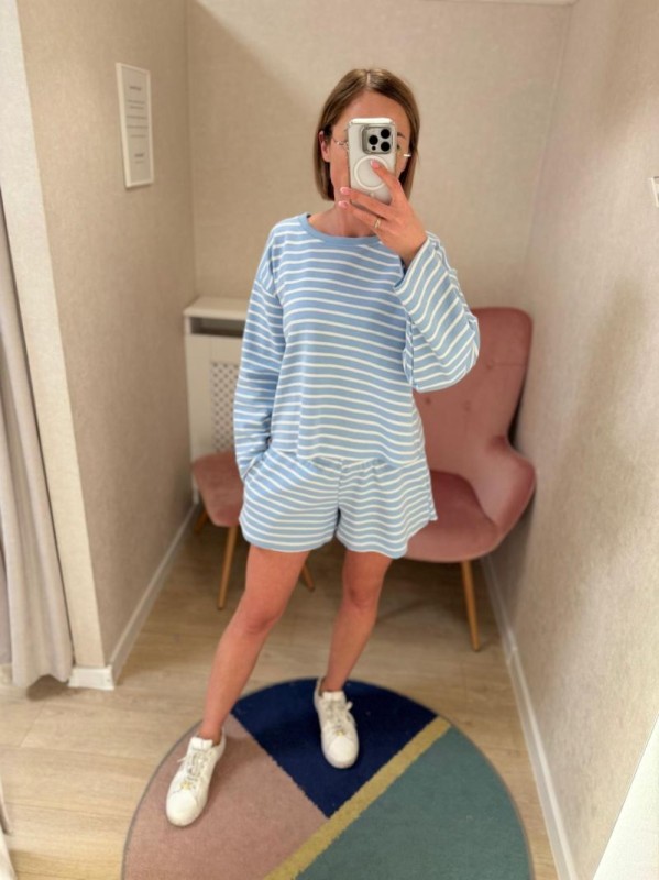 Damska bluza Bopoco w stylu marynarskim – model SUMMER w błękitne paski