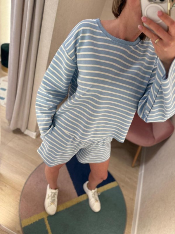 Bluza SUMMER w błękitne paski Bopoco – damska bluza bawełniana