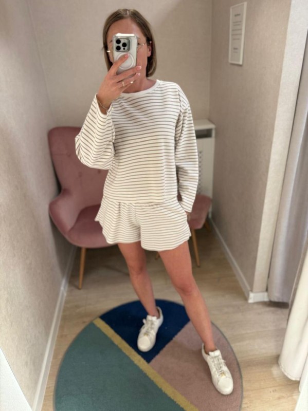 Damska bluza Bopoco SUMMER – naturalny styl w beżowe paski