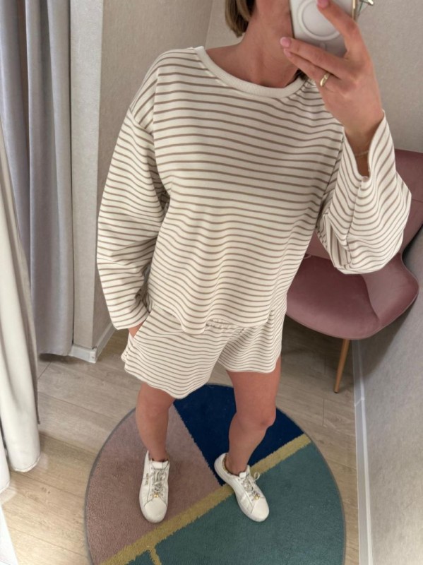 Bluza SUMMER w beżowe paski Bopoco – bawełniana bluza damska