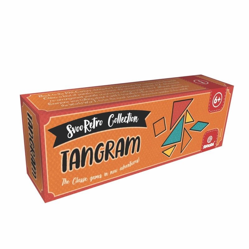 Tangram w stylu retro – opakowanie i elementy