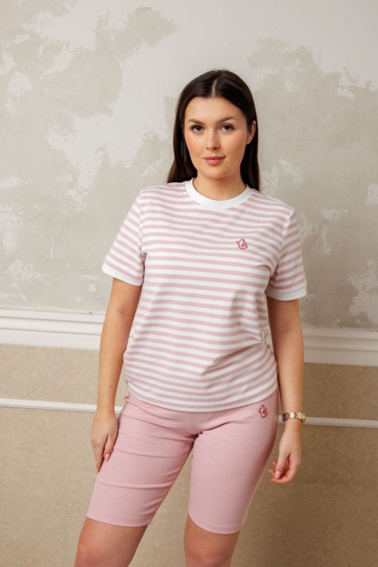 Kolarki damskie TUSS LIGHT PINK – prążkowany materiał i dopasowany krój