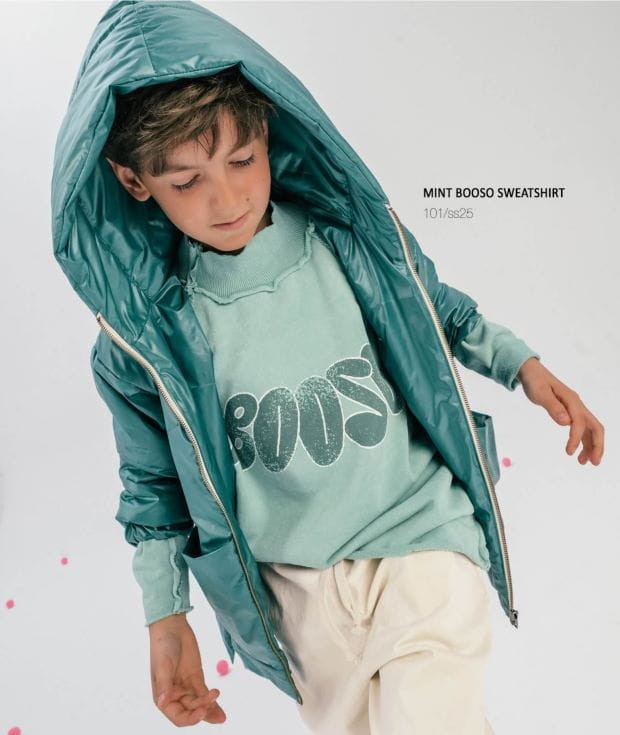 Miętowa bluza oversize dla dzieci BOOSO 101 MINT