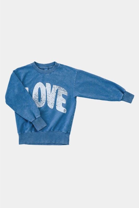 Bluza dziecięca BOOSO 103 VINTAGE BLUE LOVE z białym napisem
