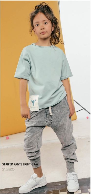 Stylowe spodnie BOOSO 215 STRIPED LIGHT z paskami w acid gray
