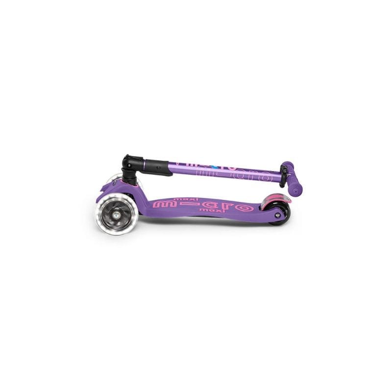 Hulajnoga Maxi Micro Deluxe LED Purple – składana hulajnoga dla dzieci 5+