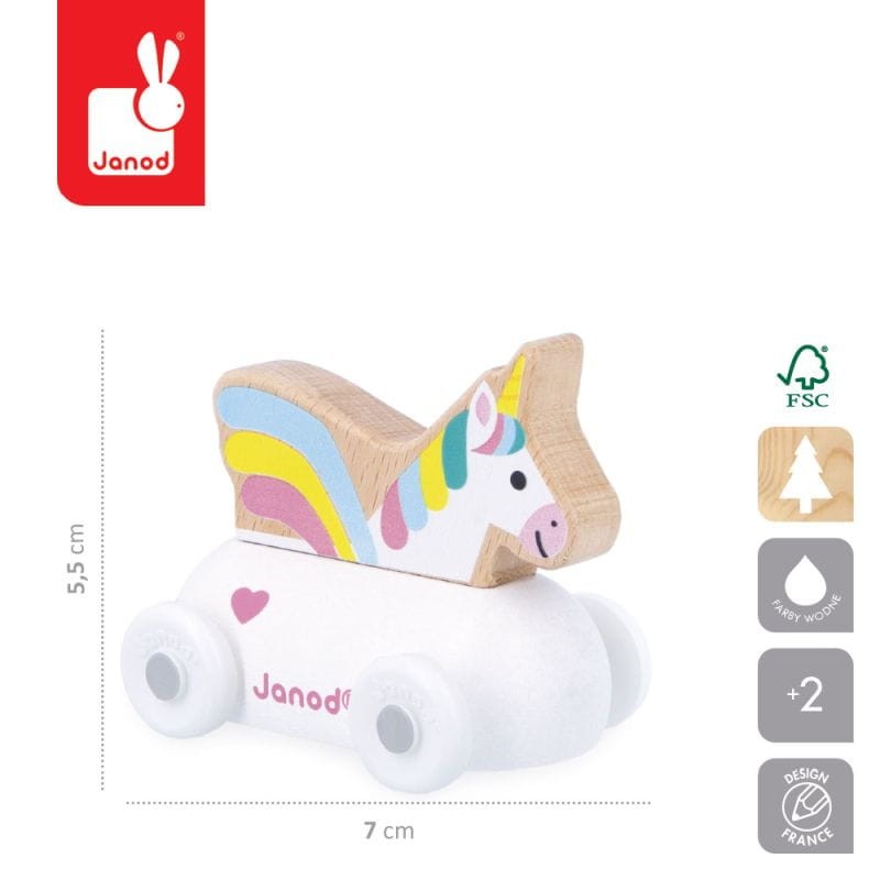 Zabawka jednorożec na kółkach