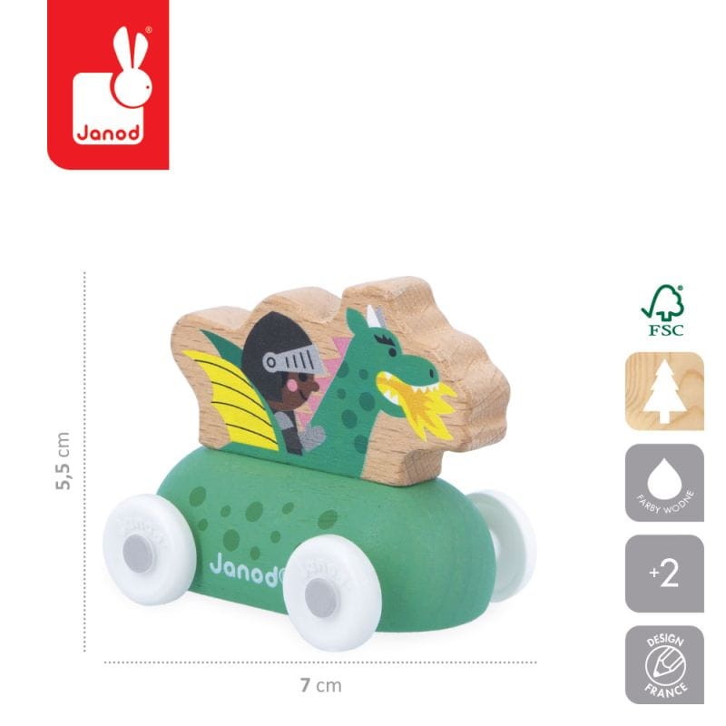 Zabawka smok na kółkach dla dzieci