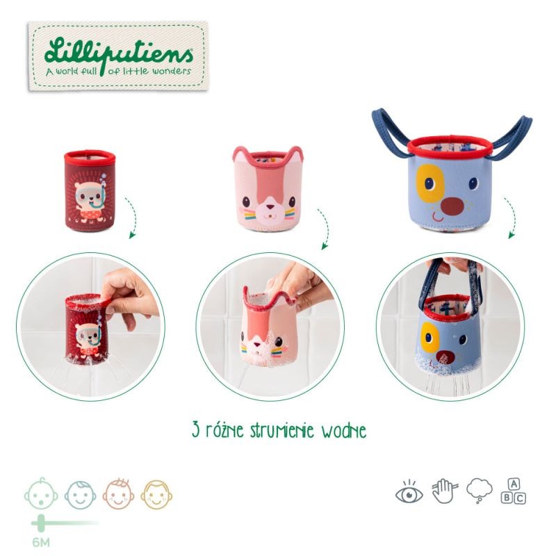 Kolorowe zabawki kąpielowe z bohaterami Lilliputiens
