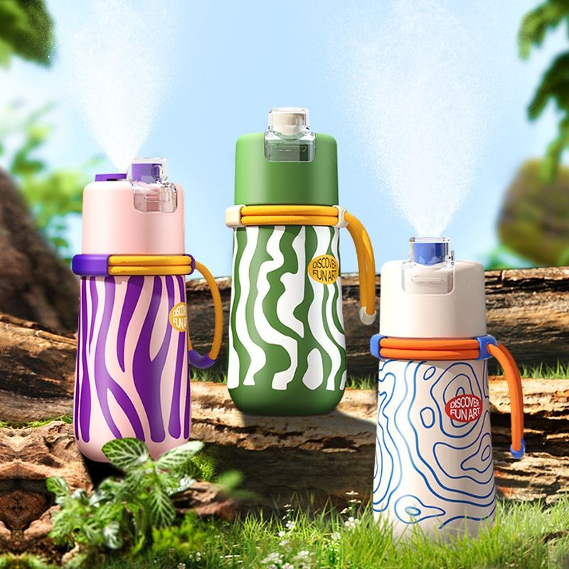Bidon dziecięcy Mideer różowy z funkcją spryskiwacza 500 ml