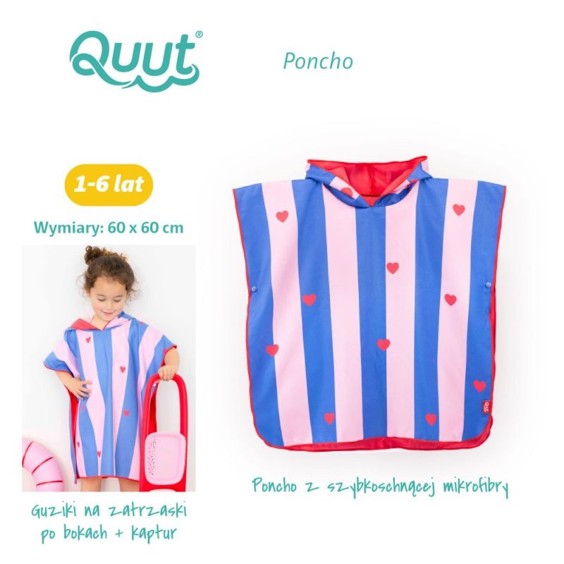 Dziecko w poncho Cherry Quut na plaży