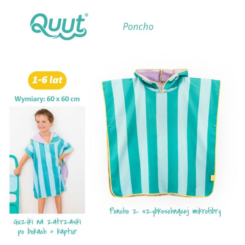 Dziecko w poncho Lagoon Quut w odcieniach turkusu i lawendy