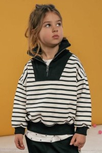Bluza 125 HALF ZIP SWEATSHIRT ecru/black + zip