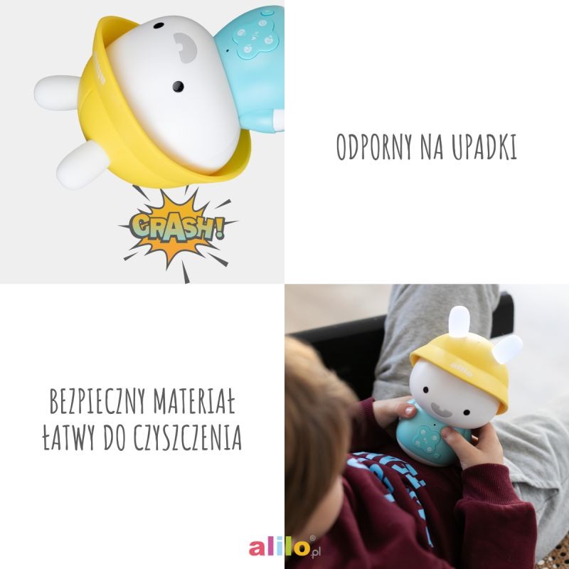 lampka nocna dla dzieci królik alilo niebieski