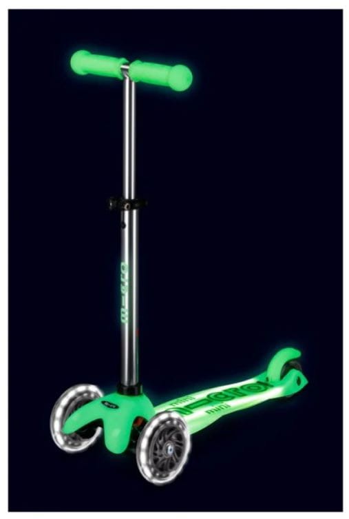 Zielony podest LED i koła LED hulajnogi Mini Micro Glow