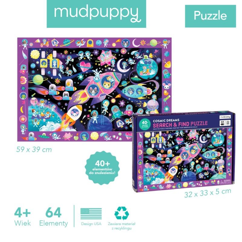 Opakowanie puzzli Mudpuppy Kosmiczne Marzenia 64 el.