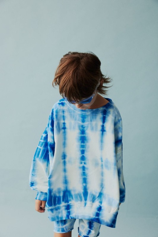 Bluza dziecięca MINIKID GLACIER – tie-dye niebiesko-biała