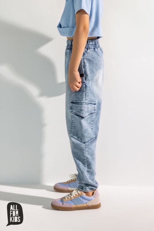 Dziewczęce spodnie z dzianiny jeansowej All For Kids