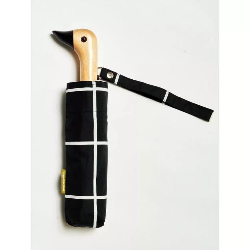 parasolka Original Duckhead Black Grid z drewnianym uchwytem