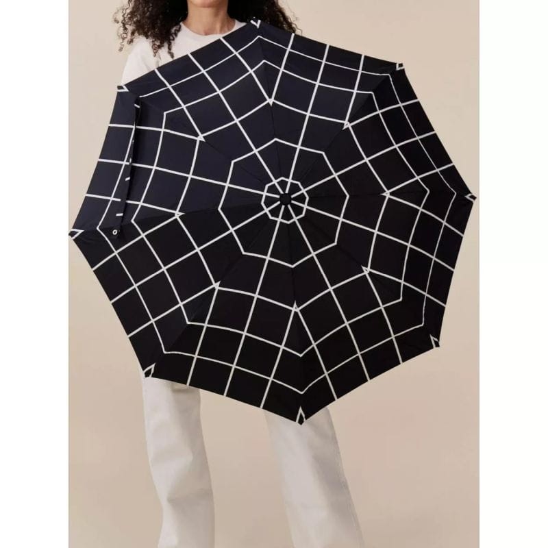 stylowa parasolka Kaczka z czarnym wzorem grid