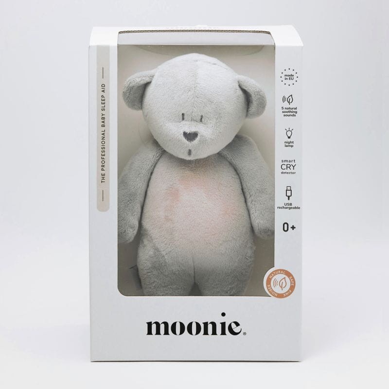 Moonie Basic 2.0 Silver – pluszowy szary miś z funkcją różowego szumu