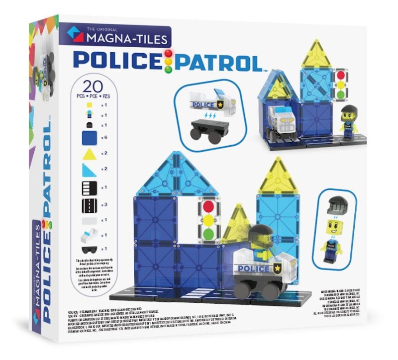 Klocki magnetyczne MAGNA-TILES Police Patrol 20 elementów z figurką policjanta dla dzieci 3+