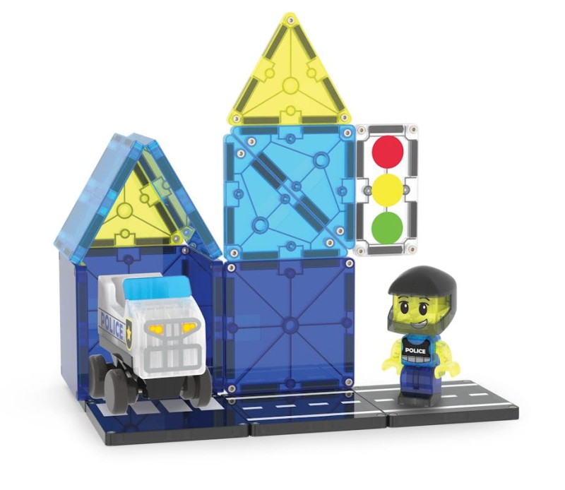Kreatywne klocki magnetyczne MAGNA-TILES Police Patrol dla dzieci powyżej 3 lat, edukacyjna zabawka